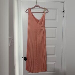 Zara Coral Pleated Dress